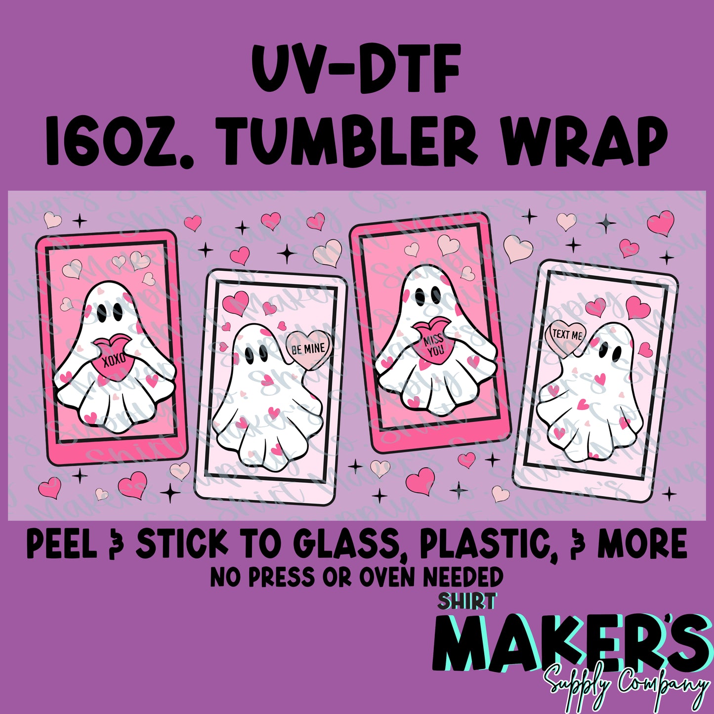 16oz. UV-DTF Valentine's Day Ghost Cards Tumbler Wrap