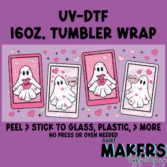 16oz. UV-DTF Valentine's Day Ghost Cards Tumbler Wrap