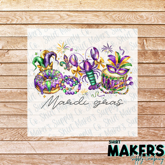 Mardi Gras Mask and King Cake DTF or Sublimation Transfer