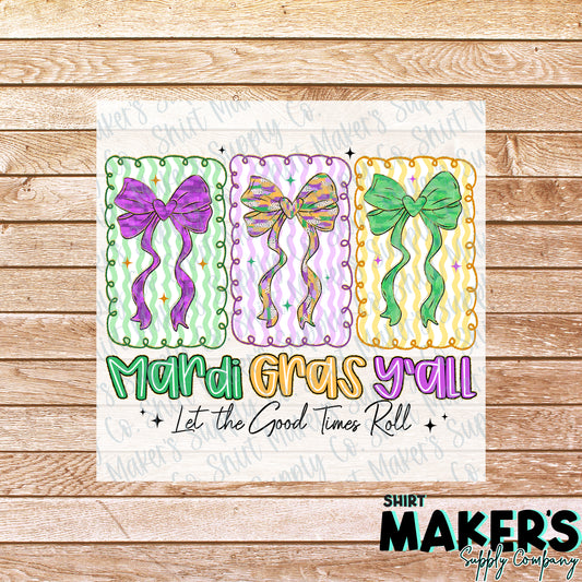 Mardi Gras Y'all DTF or Sublimation Transfer