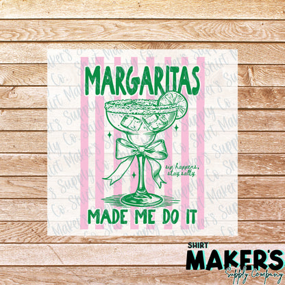 Margaritas Made Me Do It DTF or UV-DTF Transfer - or- Hat Patch, Acrylic, Magnet, or Keychain