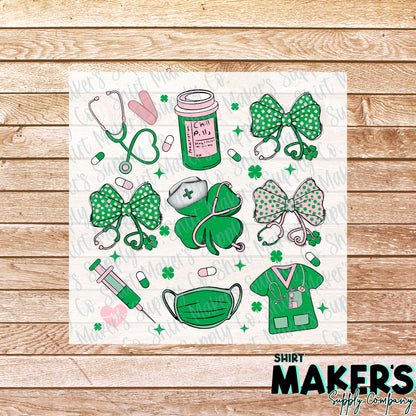 Nurse Coquette St. Patrick's Day DTF Transfer - or- Hat Patch, Acrylic, Magnet, or Keychain