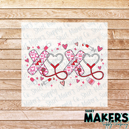 Nurse XOXO Valentine's Day DTF Transfer - or- Hat Patch, Acrylic, Magnet, or Keychain
