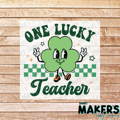 One Lucky Teacher St. Patrick's Day DTF Transfer - or- Hat Patch, Acrylic, Magnet, or Keychain