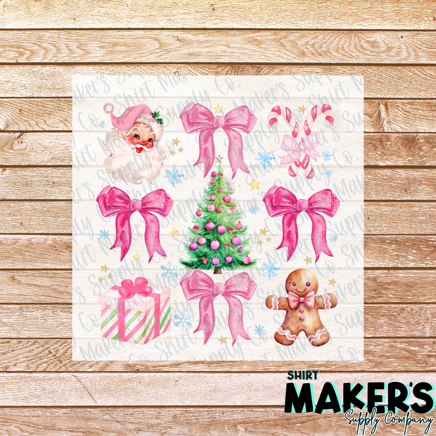 Pink Christmas Bows #2 DTF or Sublimation Transfer