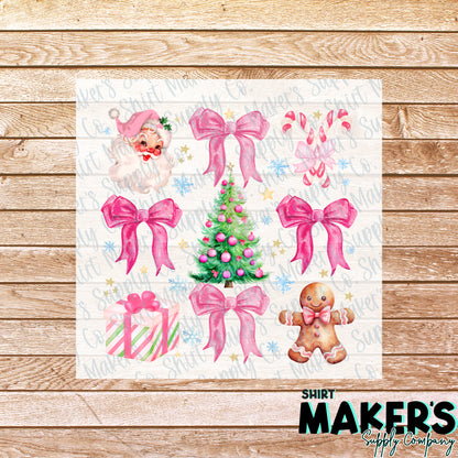 Pink Christmas Bows #2 DTF or Sublimation Transfer