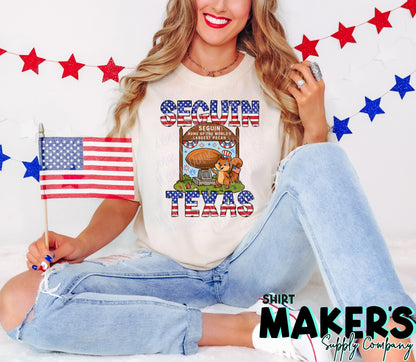 Seguin 4th of July Pecan Sign and Squirrel T-Shirt