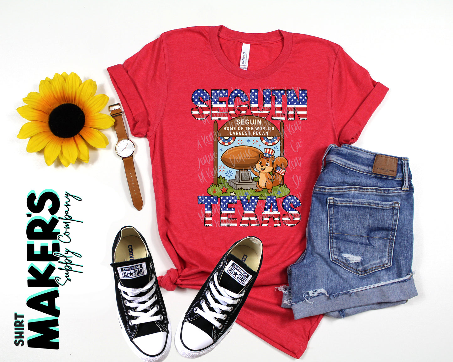 Seguin 4th of July Pecan Sign and Squirrel T-Shirt