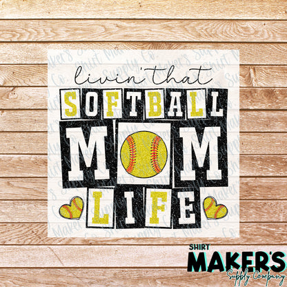 Softball Mom Life DTF Transfer - or- Hat Patch, Acrylic, Magnet, or Keychain