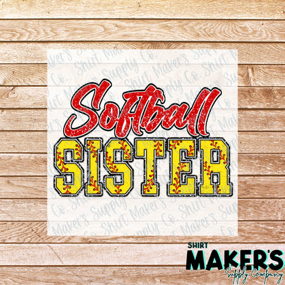 Softball Sister for the Snacks DTF Transfer - or- Hat Patch, Acrylic, Magnet, or Keychain