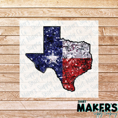 Sequin Texas Flag DTF Transfer - or- Hat Patch, Acrylic, Magnet, or Keychain
