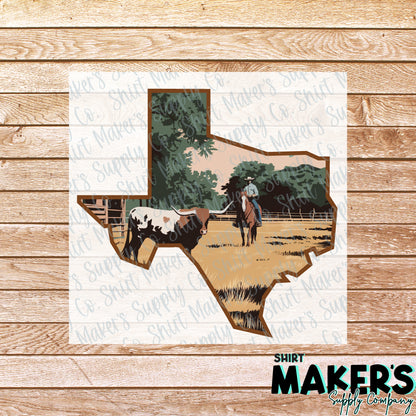 Texas Cowboy DTF Transfer - or- Hat Patch, Acrylic, Magnet, or Keychain