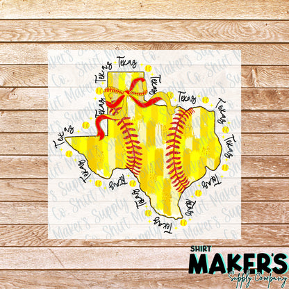 Texas Softball DTF Transfer - or- Hat Patch, Acrylic, Magnet, or Keychain
