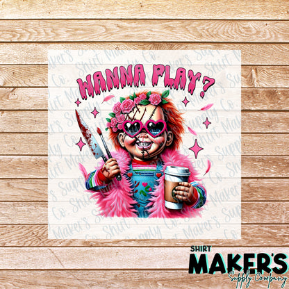 Wanna Play Pink DTF Transfer - or- Hat Patch, Acrylic, Magnet, or Keychain