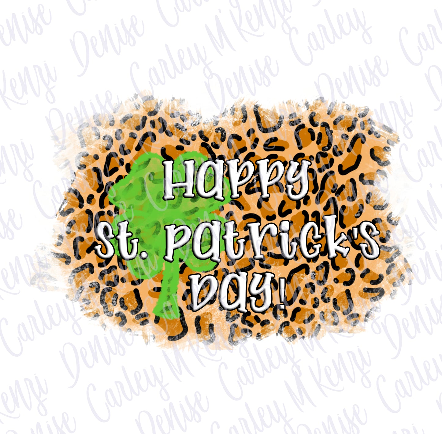 Happy St. Patrick's Day Cheetah Grunge PNG Digital Download